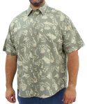 Mens Short Sleeve Printed Shirt - 8XL Olive