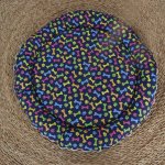 Playmat Colorful Dog Paw Print And Treats Navy Background