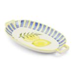 Blue Striped Lemon Platter With Handles