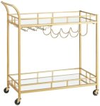 Dorato Dining Cart Steel Glass Kitchen Trolley