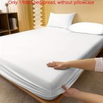 1PC Bright White Fitted Sheet Without Pillowcase Soft Comfortable Bedding Minimalist Solid Color Mattress Protector For Bedroom