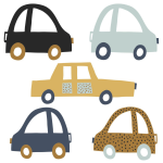 Cute Cars Wall Stickers - Reusable Peel And Stick