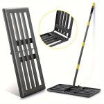 Heavy-duty Lawn Leveling Rake With 182.88CM Long Handle - Foldable Curved Edge For Precision Grading & Soil Spreading - Ideal Fo