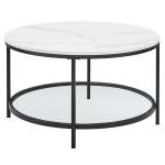 Seattle Round Two-tier Marble Look And Glass Coffee Table