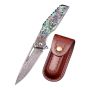 Premium Stainless Damascus Abalone Folder - QY2303