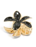Goldair Gold Black Enamel White Polka Dot Frangipani Claw Clip