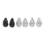 Black & Silver 3-PACK Teardrop Earrings