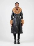Sissy Boy Deal Breaker Faux Fur-trimmed Black brown Coat - XL Black