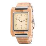 Rectangular Metal And Bamboo Watch For Men GT029-2