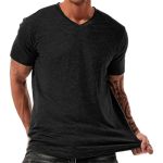 Fashion T Shirts For Men Classic Soild Color Short Sleeve Summer Black Tops Trendy Fitted V Neck Casual Lightweight Basic Unders