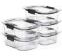 5 Pack Split Compartment Clear Airtight Glass Meal Prep Food Container- 1L