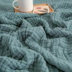 Emme Cotton Throw Blanket For Couch Soft Muslin Blankets 50"X60" Lightweight Breathable Blanket All Season Gauze Blanket Teal