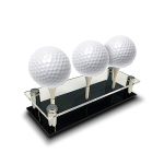 Usa Company - Acrylic Golf Ball Display Stand Holds 3 Golf Balls Acrylic And Metal 3 Golf Tees Included