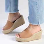 Demi Leather Espadrille Mule Wedge - Tan - 9