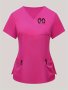 Plus Size Solid Color Pockets Top Short Sleeve V Neck Health Care Uniform For Nurse Women's Plus Size Clothing