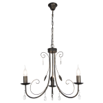 Metal Chandelier With Clear Acrylic Crystals Light Fitting 3 X 60W Ses