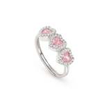 All My Love Ring Pink Triple Heart With Cubic Zirconia