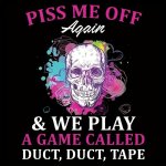 Skull 'piss Me Off Again' Iron-on Transfer Decal - Diy Heat Press Sticker For T-shirts Masks Jeans & Backpacks - Mixed Colors Et