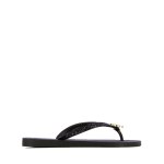 Monogram Slippers With Glitter Straps -black