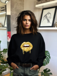 Golden Lips Unisex Sweater - Black - Xlarge