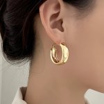 Elegant Vintage-inspired Hoop Earrings For Women - Versatile All-season Fashion Accessory Copper Posts