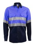 Royal Blue Vented Reflective Mining Shirt 100% Cotton S