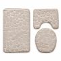 3 Piece Bathroom Mat Set Soft Pebble Bath Rug Toilet Lid And Pedestal Mat