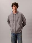 Calvin Klein Mens Premium Terry Monogram Hoodie In Grey - Grey XL