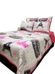 Smte 5 Piece Quilt Set Eiffel Tower Bedspread Set With Keychain