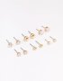 Goldair Gold Plated Cubic Zirconia & Ball Stud Earrings 6-PACK