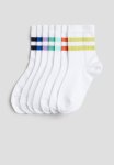 7-PACK Rib-knit Socks - White Striped