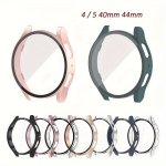 Case For Samsung Galaxy Watch 4 5 40MM 44MM Fashion Hard PC Frame Bumper Cover Case + HD Slim Tempered Glass Anti-scratch Screen