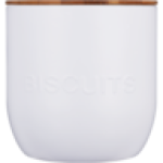 White Biscuit Tin With Bamboo Lid