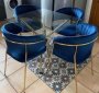 Efurn- Jy 4 Seater Dining Set With Square Glass Table Blue