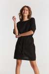 Tara Linen Tie Back Dress - Medium Charcoal