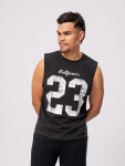 Black Graphic Print Muscle Vest - XS Black