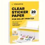 Clear Transparent A4 20 Sheets Printable Vinyl Sticker Paper For Inkjet Printer - Self-adhesive Sheets With Various Patterns