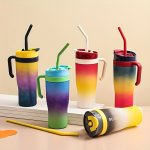 1PC 1200ML 40.58OZ Gradient Color Frosted Water Bottle Portable Leakproof Sports Water Cup With Straw And Handle Suitable For Ou