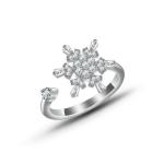 Adjustable Cubic Zirconia Spinner Ring - Snowflake