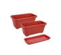 Rectangular Plastic Plant Trough & Tray - 30CM X 16CM X 12CM Set Of 2