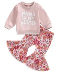 Mama Is My Best Crewnek Top And Floral Bell Bottoms