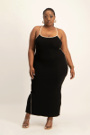 Zee Ribbed Bodycon Dress W Contrast Piping - XXL