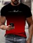 Men's 3D Printed Gradient T-Shirt - Casual Short Sleeve Crew Neck Summer Outdoor Tee With High-Definition Design