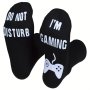 A Pair Of Men's 'do Not Disturb I Am Gaming' Pattern Crew Socks Comfy Breathable Casual Thermal Socks Game Lover's Socks Winter & Autumn