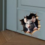 1PC Cute 3D Mouse Hole Wall Decal - Fun Animal Print Vinyl Sticker For Living Room Bedroom Kitchen & More - Easy Peel &