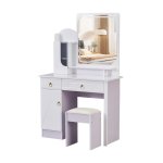 White Elegant Dressing Table With Mirror MWMRDRT04