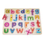 Snookums Wooden Peg Alphabet Letter Puzzle For Toddlers With 26 Pieces Educational Toys Kids Age 2-4 Great Preschool Gifts For G