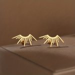 Tiny Half-circle Sun Design Stud Earrings Stainless Steel Jewelry Elegant Leisure Style Suitable For Women Daily Wear Lightweigh