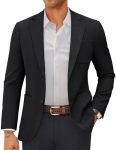 Pj Paul Jones Casual Blazer For Men Two Button Sport Coats Notch Lapel Suit Jackets Solid Blazer Jacket Black