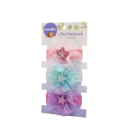 Net Flower Headband With Star Motif 3 Pack Pink Blue Purple